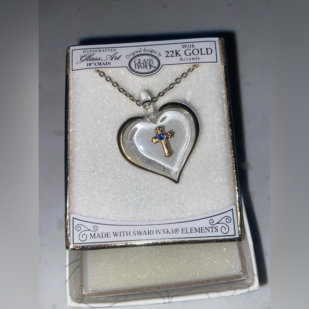 Heart Pendant Necklace with 22K Gold Accents